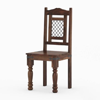 Picture of Florida Rustic Wood Ethnic Iron Grill Work Dining Chair