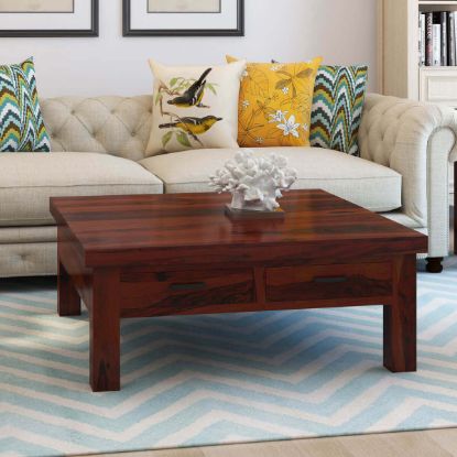 Picture of Cheverly Modern Square Rustic Coffee Table With Drawers