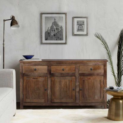 Picture of Willshire Rustic Solid Wood 3 Drawer Large Sideboard Cabinet