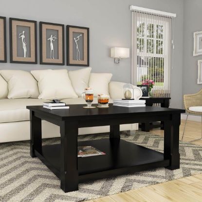 Picture of Brimson Solid Wood 2 Tier Black Square Coffee Table