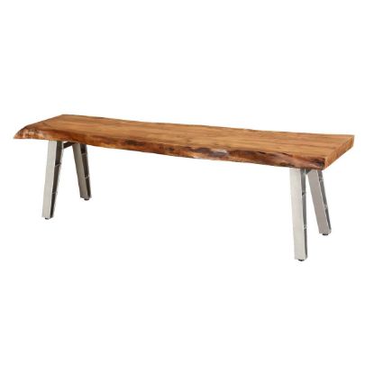 Picture of Madrid Live Edge Wooden Bench with Iron Legs