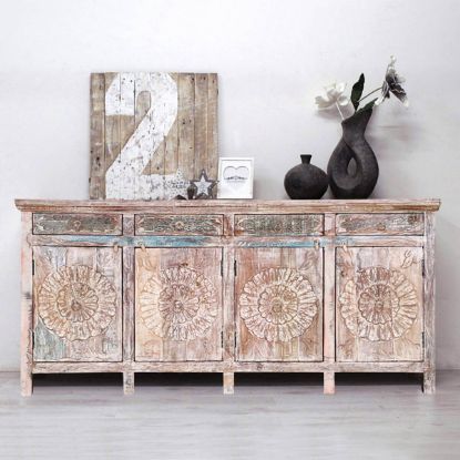 Picture of Arvada Primitive Rustic Solid Wood 4 Drawer Large Sideboard