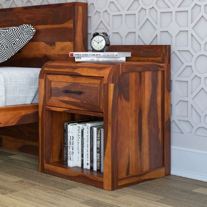 Picture of Rebecca Solid Wood Single Drawer Open Storage Nightstand