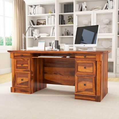 Picture of Ansonville Solid Wood Dual Sided Storage Large Home Office Executive Desk