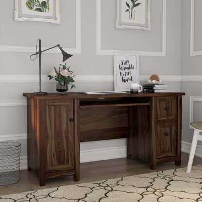 Picture of Brainbridge Solid Wood Home Office Computer Desk w Keyboard Tray