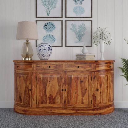 Picture of Welaka Rustic Solid Wood Handcrafted 4 Drawer Large Curved Sideboard