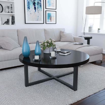 Picture of Traicere Solid Wood Contemporary Black Round Coffee Table