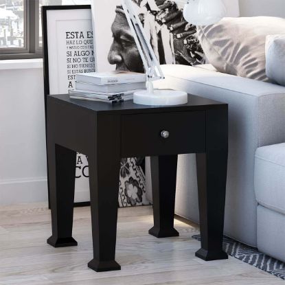 Picture of Zavalla Rustic Solid Wood 1 Drawer Square End Table