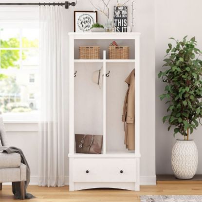 Picture of Louviers 32 inch Solid Mahogany Wood White Entryway Hall Tree with Coat Rack