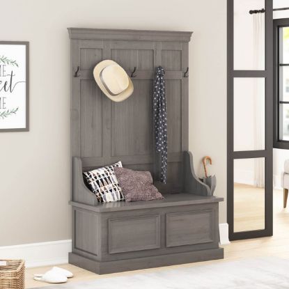 Picture of Redvale 40 inch Solid Mahogany Wood Grey Entryway Hall Tree Bench with Storage