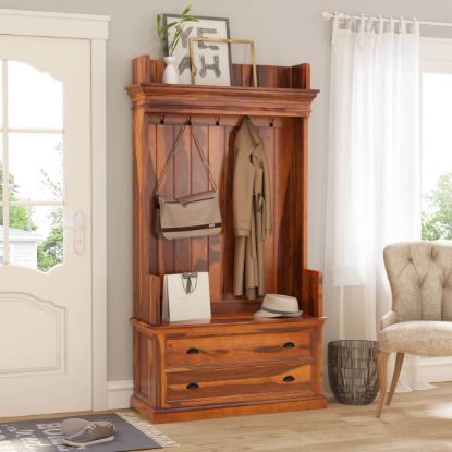 Picture of Titusville 40 inch Solid Wood Entryway Hall Tree with Bench and Storage