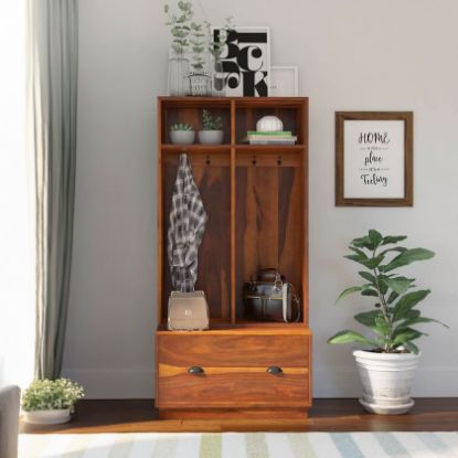 Picture of Barlow 32 inch Rustic Solid Wood Entryway Hall Tree with Storage