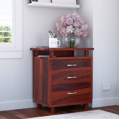 Picture of Picacho Solid Wood Cabinet With 3 Drawers And Open Shelf