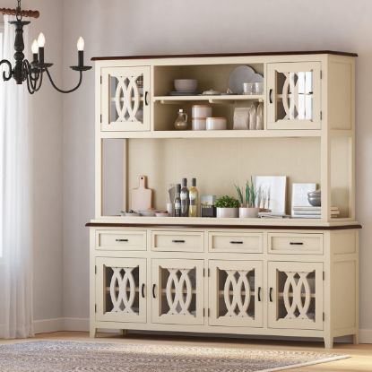 Picture of Carrollton Two Tone Mahogany Wood Dining Room Kitchen Hutch