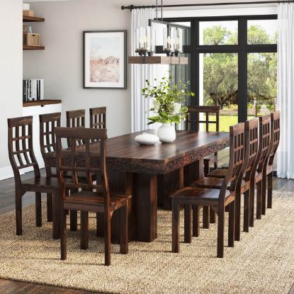 Picture of Dallas Ranch Rustic Solid Wood Double Pedestal Dining Table Set
