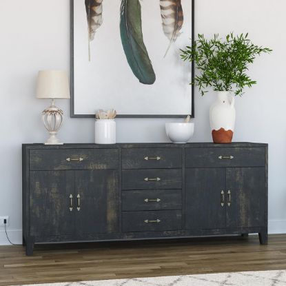 Picture of Abingdon Rustic Solid Wood 6 Drawer Extra Long Sideboard Cabinet