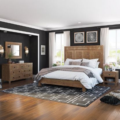 Picture of Waukesha Hand Carved Teak Wood Moroccan Style 4 Piece Bedroom Set