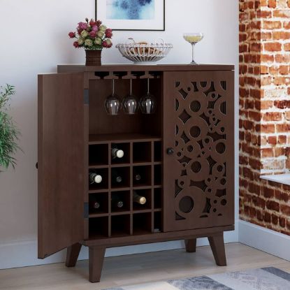 Picture of Burano Handcrafted Solid Wood Hand-Carved Bar Cabinet with Drawer