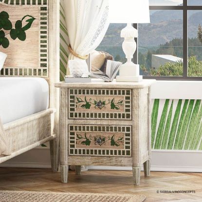 Picture of Cotswolds Handpainted Mango Wood 2 Drawer Nightstand