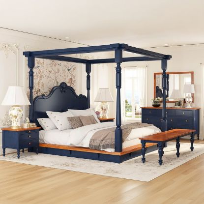 Picture of Repton Two Tone Solid Wood 6 Piece Bedroom Set