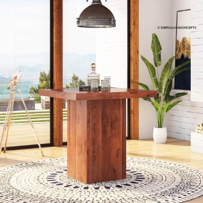 Picture of Helena Solid Wood Farmhouse Rustic 42 Inch Square Bar Table