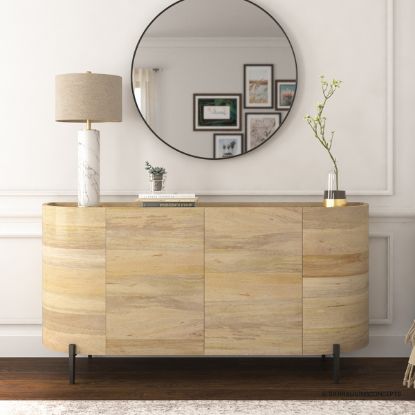 Picture of Pescadero Solid Wood 2 Door Modern Long Sideboard Cabinet