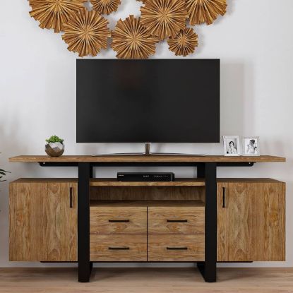 Picture of Upland Modern Rustic Iron & Teak Wood TV Stand Media Cabinet