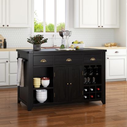 Picture of Urbandale Solid Wood Small Kitchen Island with Wine Cabinet