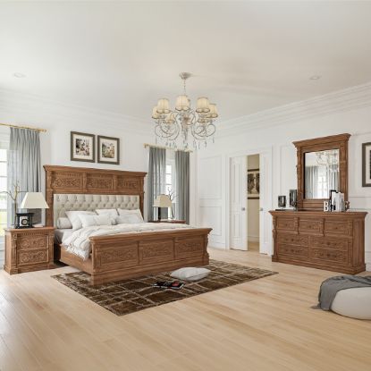 Picture of Brisbane Rustic Mahogany Wood 4 Piece Bedroom Set