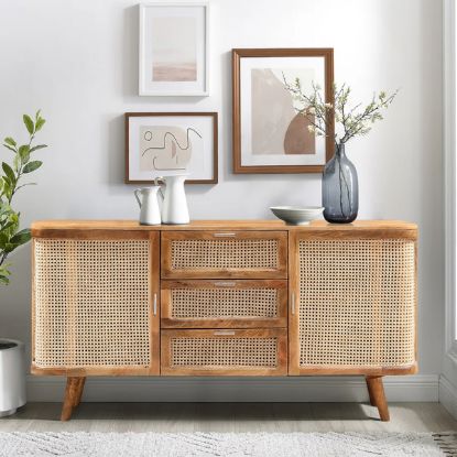 Picture of Handford Mid Century Rattan Door Sideboard Cabinet