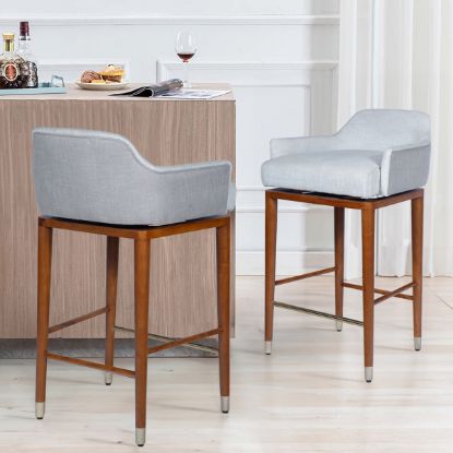 Picture of Galway Rustic Teak Wood Outdoor Bar Chair