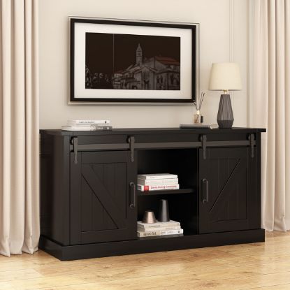 Picture of Bloomfield Farmhouse Solid Wood 2 Barn Door Office Credenza