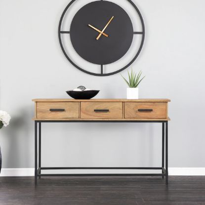 Picture of Milford Industrial Wood & Metal  Console Table With 3 Drawers