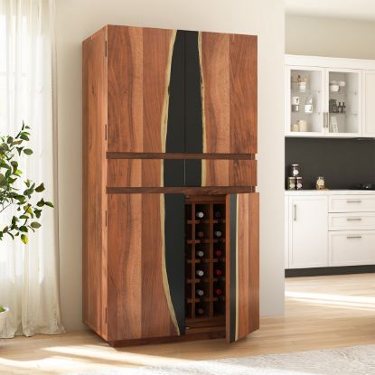 Picture of Bielefeld Rustic Natural Wood Tall Armoire Bar Cabinet