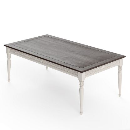 Picture of Loyalton Antique Country Solid Wood Two Tone Hand Carved Dining Table