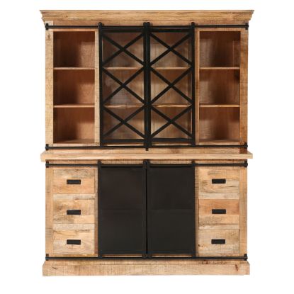 Picture of Monson Mid Century Rustic Solid Wood 2 Tone Buffet with Hutch