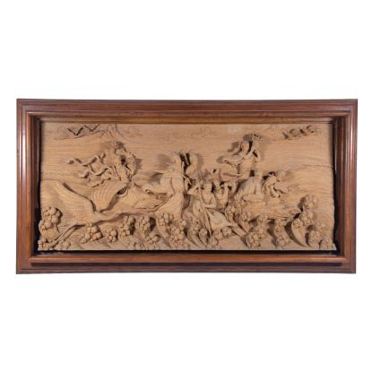 Picture of Oceano Teak Wood Relief Hand Carved Wall Sculpture Panel