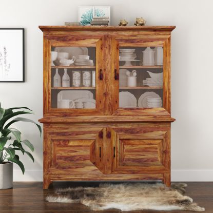 Picture of Sierra Nevada Traditional Solid Wood Glass Door Dining Room Hutch