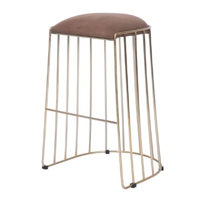 Picture of Cullman Modern Gloss Gold Velvet Upholstered Bar Stool 