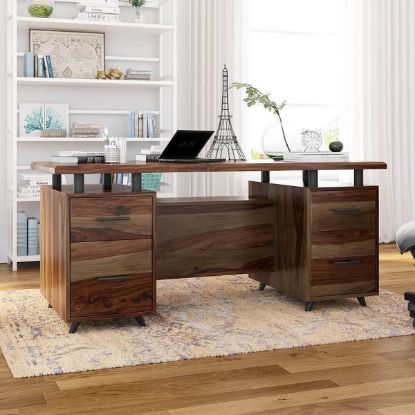 Picture of Hondah Solid Wood 70 Inch Modern Dual Sided Storage Executive Desk 
