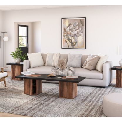 Picture of Pomona 2 Tone Rectangle Black Coffee Table End Table Set