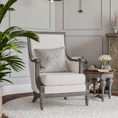 Picture of Somis French Country White Upholstered Armchair