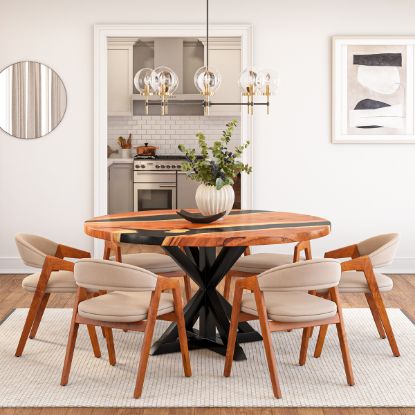 Picture of Treviston Upholstered Epoxy Dining Table and Chair Set