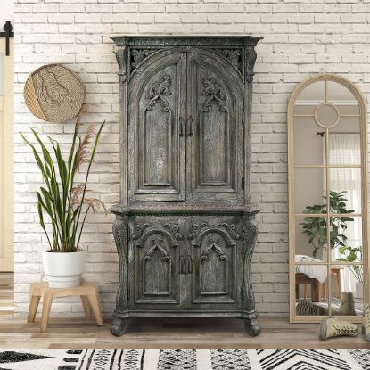 Picture of Newcastle Tall Rugged Gothic Vintage Hutch with Storage