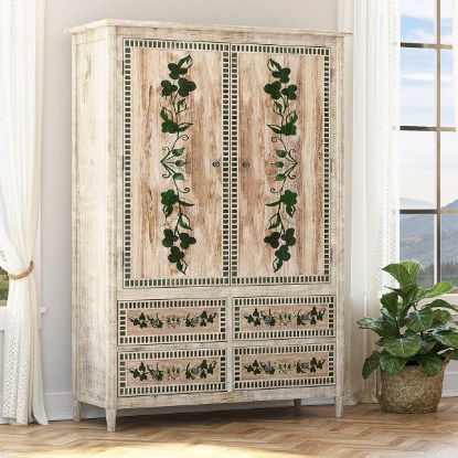 Picture of Cotswolds Hand-Painted Solid Wood Armoire with 4 Drawers