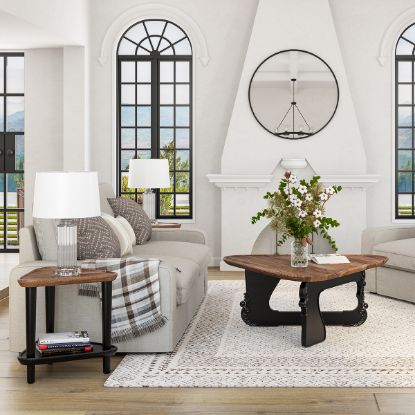 Picture of Positano Rustic Solid Wood Noguchi Coffee Table And End Table Set