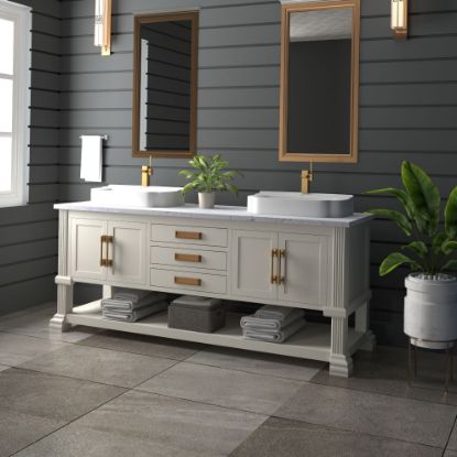 Picture of Atlanta 72-Inch White Farmhouse Double Sink Space Bathroom Vanity