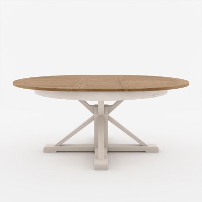 Picture of Raleigh Farmhouse Round Extendable Dining Table for 8
